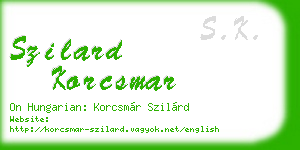 szilard korcsmar business card